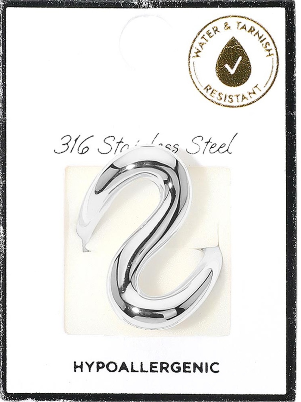 Stainless Steel Silver S-Curve Earring - Hypoallergenic
